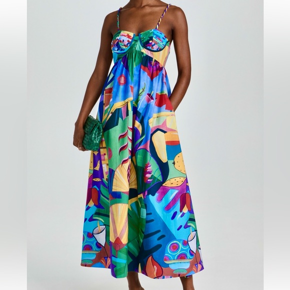 πΊπHPππΊ NWT Farm Rio Tropical Scenario Maxi Dress - Picture 10 of 16
